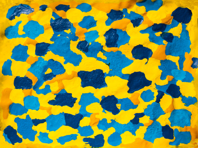 Abstract painting blue and yellow