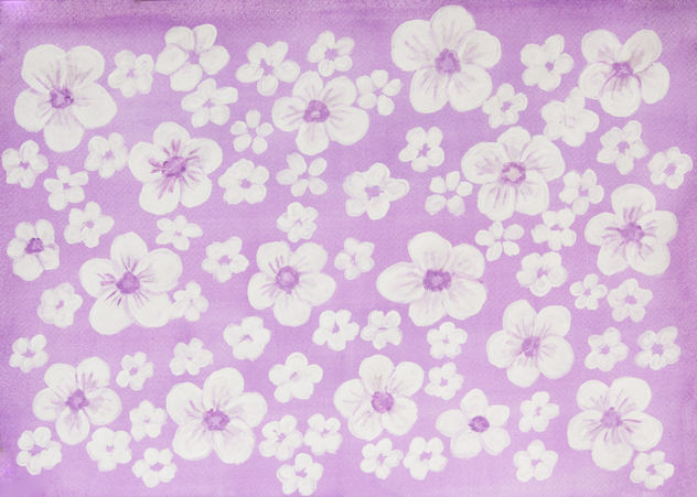 White spring flowers on purple