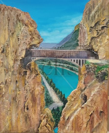 CAMINITO DEL REY Mixed media Canvas Landscaping