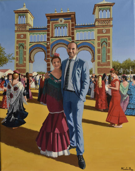 EN LA PORTADA DE LA FERIA DE SEVILLA 2024 ( Óleo Lienzo Retrato