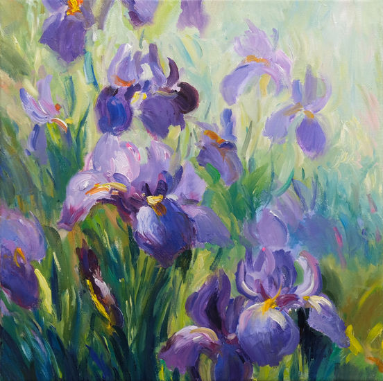 Irises Oil Canvas Floral Painting