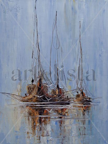 Boats Oil Canvas Marine Painting