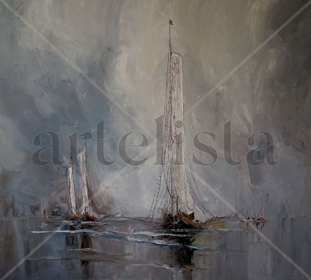 Boats Oil Canvas Marine Painting