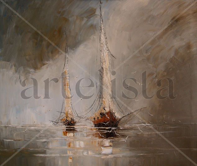 Boats Oil Canvas Marine Painting