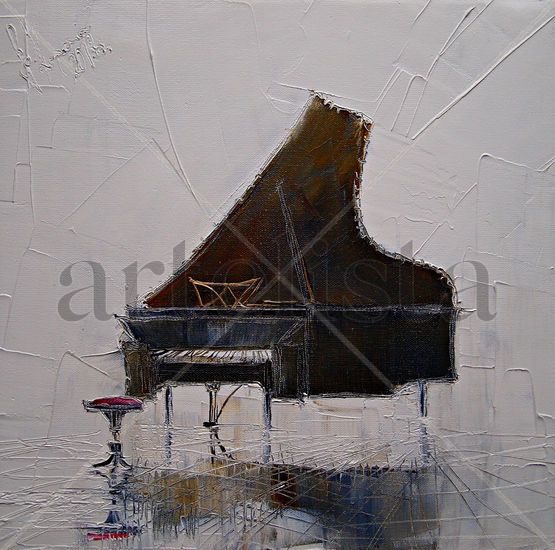 Piano Oil Canvas Figure Painting