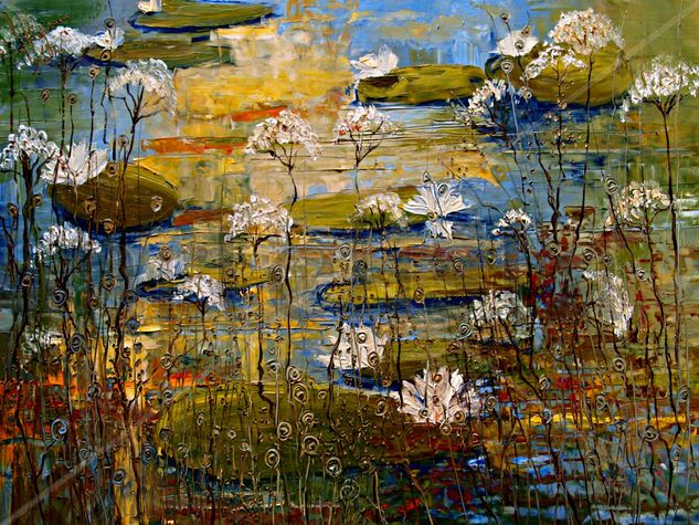 Pond Oil Canvas Floral Painting