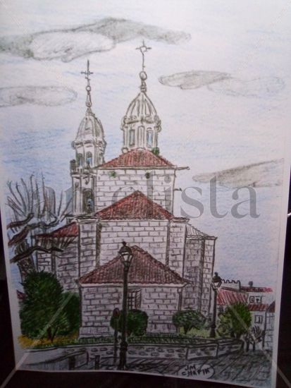 Iglesia de Santa María de Cuntis Pontevedra ( España ) Mixed Media