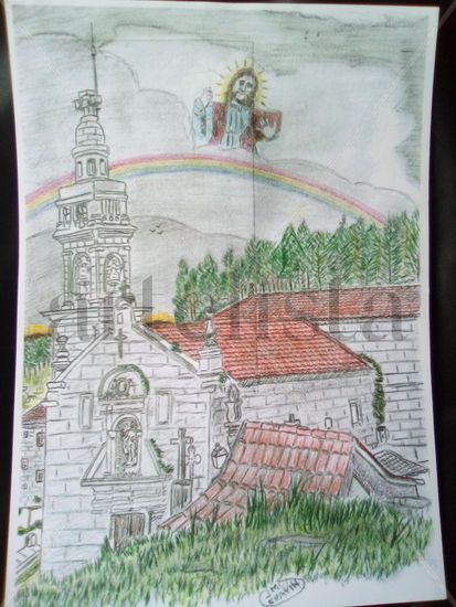 Iglesia de San Andrés de Cesar Caldas de reyes Pontevedra España Mixed Media