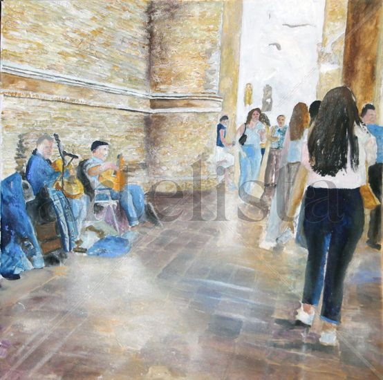 Busking in Seville Oil Canvas Figure Painting