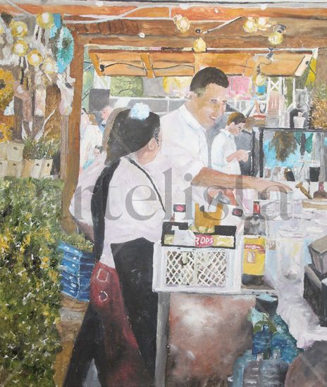 Madrid Food Market 3 Oil Canvas Figure Painting