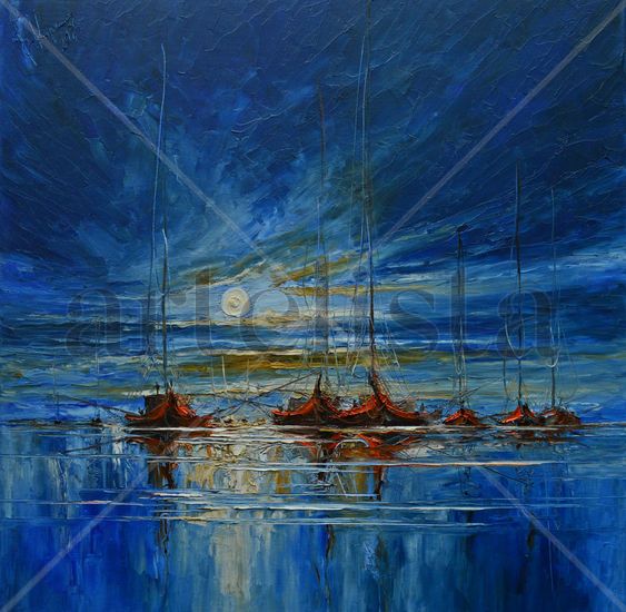 Boats Oil Canvas Marine Painting