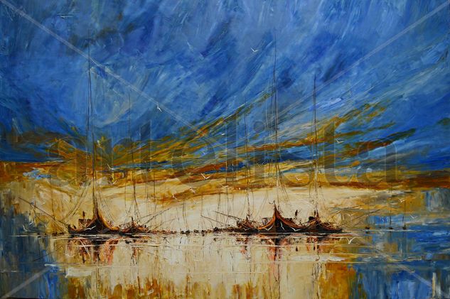 Boats Oil Canvas Marine Painting