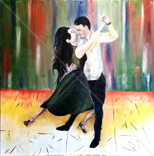 moving to tango Oil Canvas Figure Painting