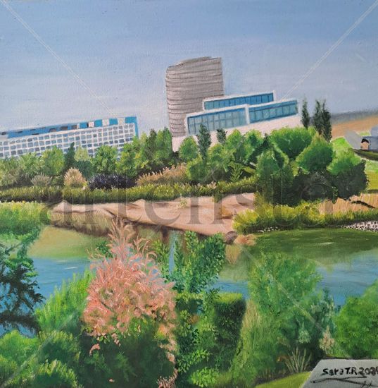 Zaragoza, vistas desde el Pabellón Puente, zona Expo 2008 Oil Canvas Landscaping