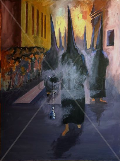 Semana Santa en Córdoba Oil Panel Figure Painting