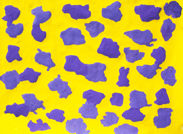 Abstract painting yellow and violet Acrílico Lienzo Otros