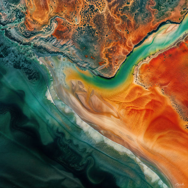 Aerial Landscape . Red Coastline