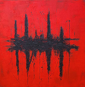 Abstracto Rojo Negro, Pintura sobre lienzo con textura, obra de arte audaz