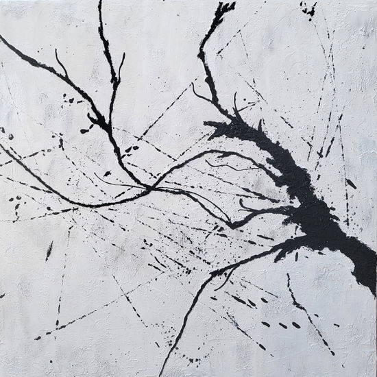 Arte abstracto minimalista, pintura de naturaleza en blanco y negro Media Mixta Lienzo Otros