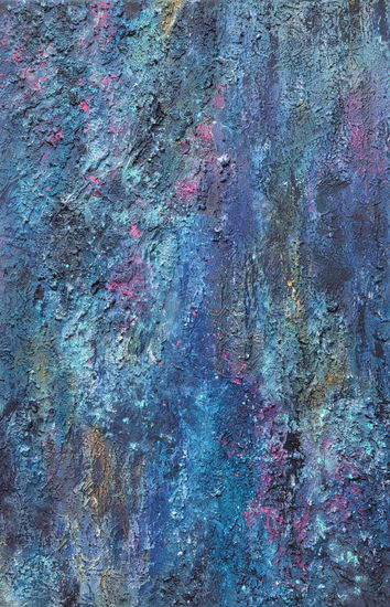 Pintura abstracta vibrante, azul púrpura con textura Mixed media Canvas Others