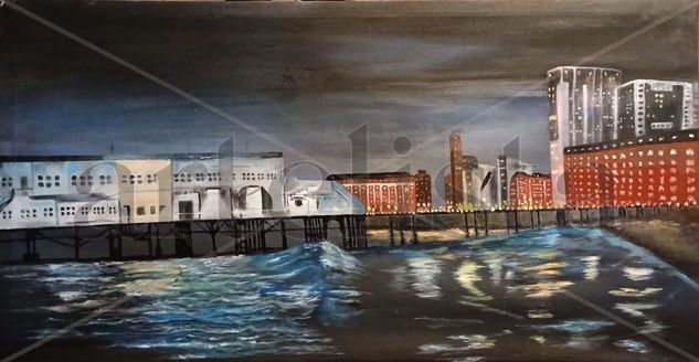 nocturno mdq Oil Canvas Marine Painting