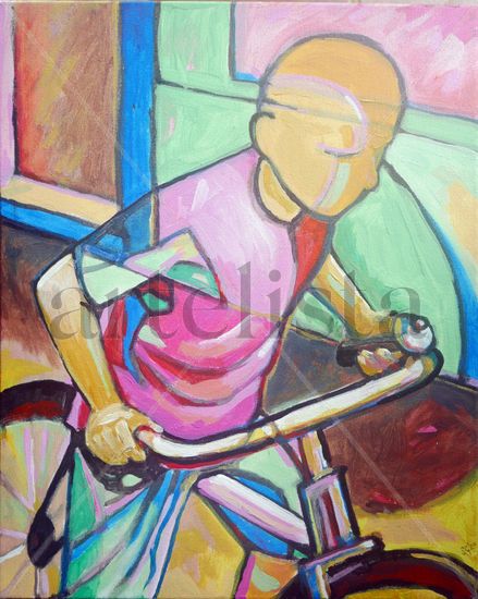 Ciclista Acrylic Canvas Figure Painting