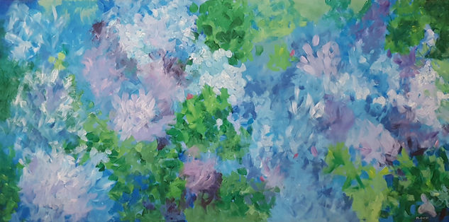 Lluvia de pétalos I Acrylic Panel Floral Painting