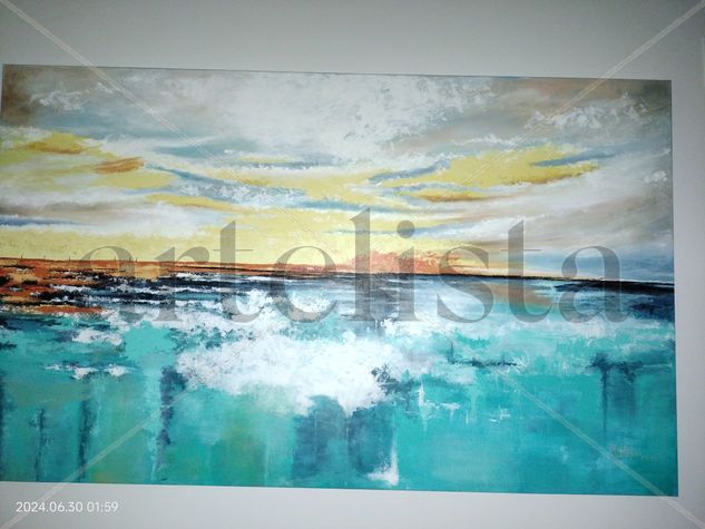 Lejania Acrylic Canvas Marine Painting