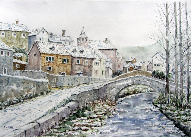 Sallent de Gállego nevado (Huesca) Watercolour Paper Landscaping