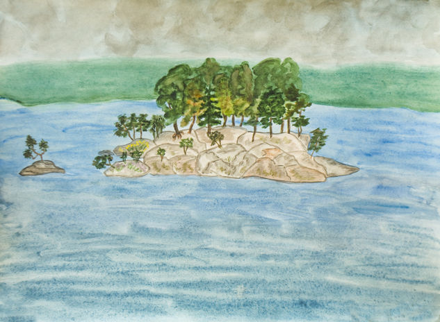 Little island on lake Watercolour Paper Landscaping