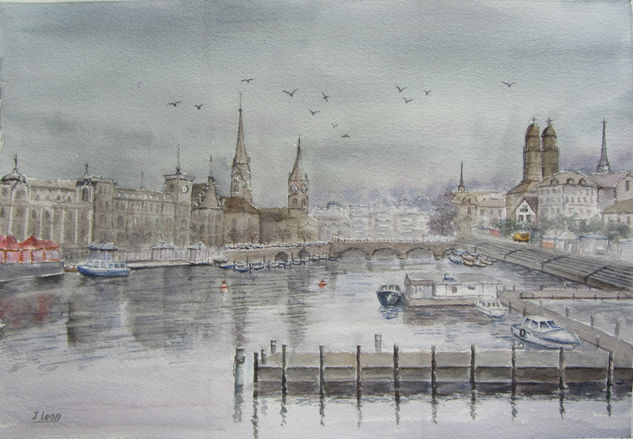 Panorámica de Zurich Watercolour Paper Landscaping