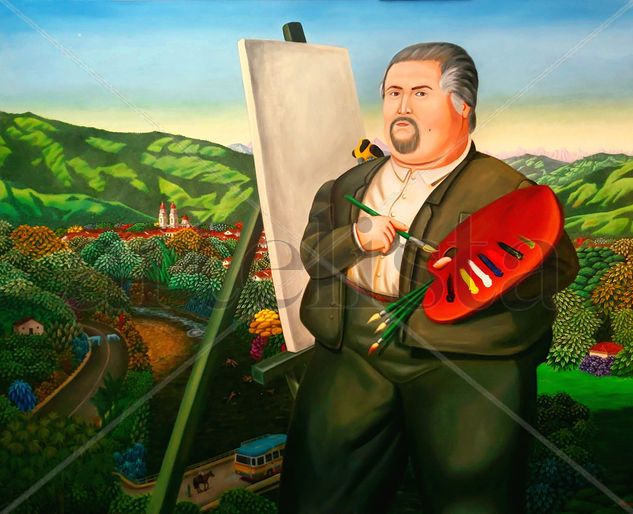 BOTERO EN CHARALA Óleo Lienzo Paisaje