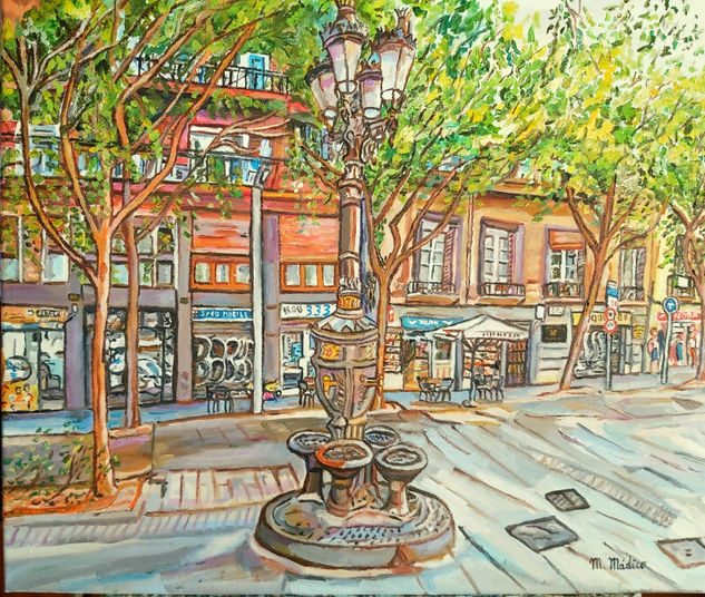 Fuente tipo Canaletas Calle Joan Torras ,Carrer Gran de Sant Andreu Palomar (Barcelona) Oil Canvas Landscaping