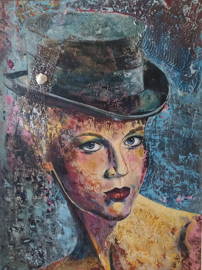 El sombrero Mixed media Canvas Portrait