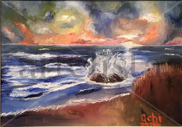 exploding by the ocean Oil Canvas Marine Painting