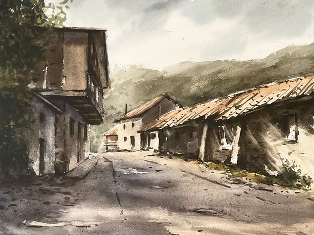 aldea en mieres Watercolour Paper Landscaping