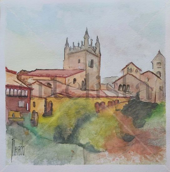 Pueblos y ciudades II Acuarela Papel Paisaje