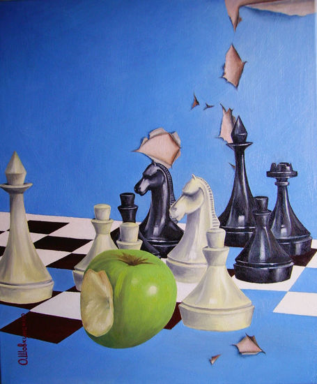 Partida de ajedrez. Oil Canvas Still Life Paintings