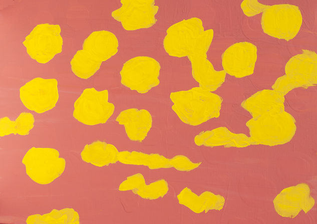 Abstract painting yellow on pink Acrílico Lienzo Otros