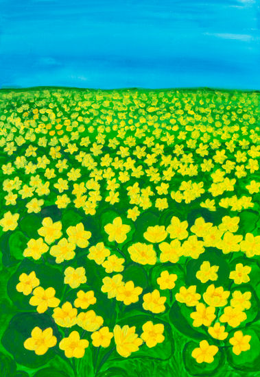 Buttercups Acrylic Canvas Floral Painting