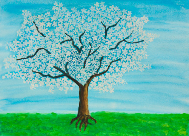 White spring tree 13 Watercolour Paper Landscaping