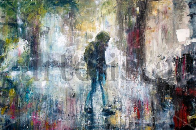 Rainy Blues Oil Canvas Figure Painting