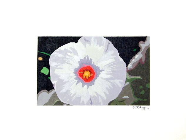 Petunia Acrylic Textile Floral Painting