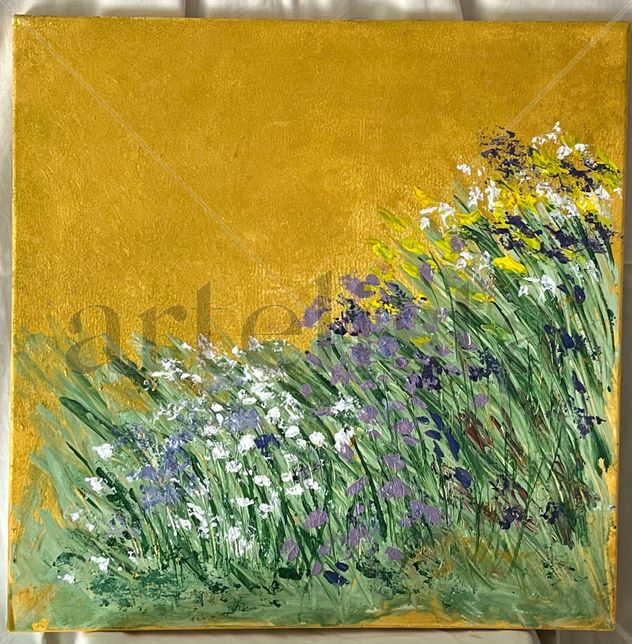 Flores malvas en el trigo