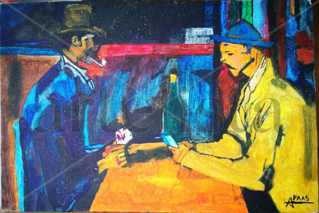 JUGADORES DE CARTAS Oil Canvas Figure Painting