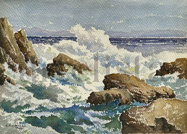 Mar revuelto III Watercolour Paper Marine Painting