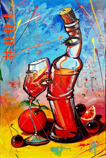 #004 APEROL SPRITZ CRAZY Acrylic Canvas Still Life Paintings