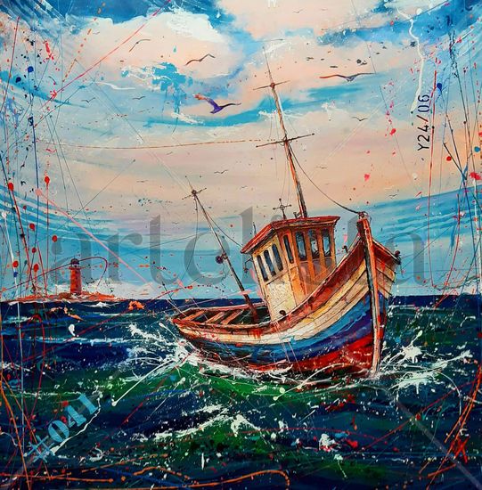 #041 TO THE CONQUEST OF DISTANT PARADISES Acrylic Canvas Marine Painting