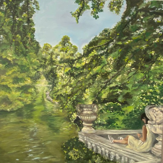 Momento de paz en el Retiro Oil Canvas Landscaping