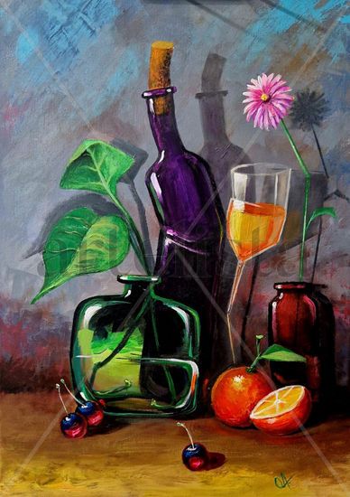 "#011 Crazy meeting" Acrylic Canvas Still Life Paintings